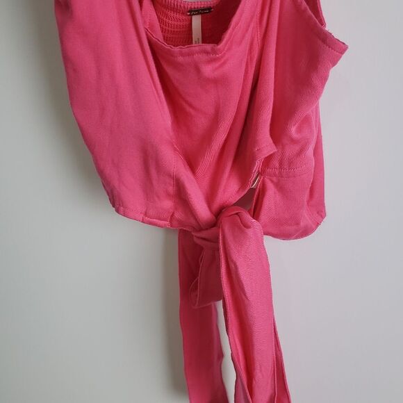 Free People Mila Pink Tie Crop Top Size Small - Picture 4 of 9